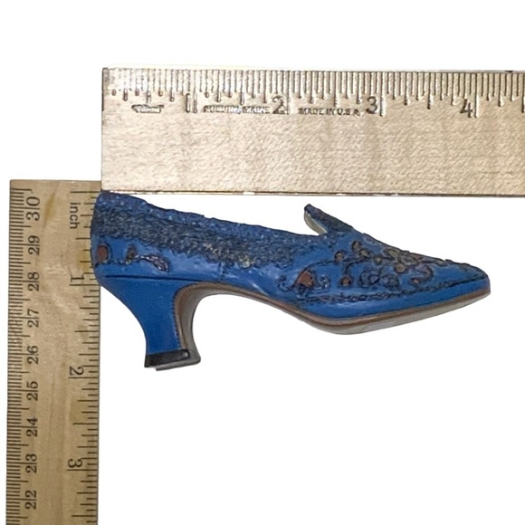 Vintage Just The Right Shoe Victorian The Empress Miniature High Heel 3D Blue - Picture 9 of 15